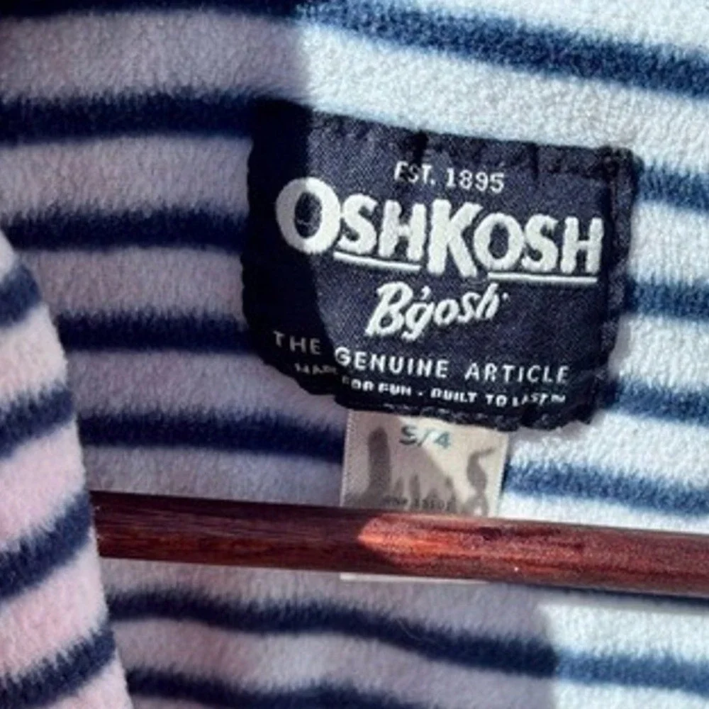 OshKosh‎ B'gosh Windbreaker Kids Size 4 Orange Navy Blue Colorblock Hood GOOD